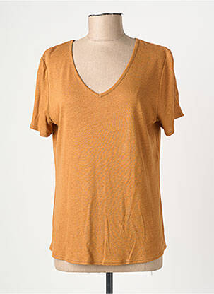 Top stretch manches courtes marron GEVANA femme