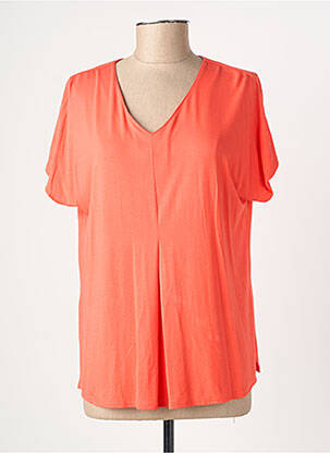 T-shirt col v manches courtes rose GEVANA femme