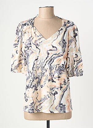 Top tissage jersey manches courtes beige GEVANA femme