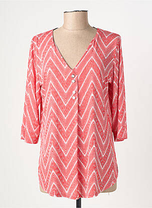 Blouse imprimé fantaisie manches longues rouge GEVANA femme