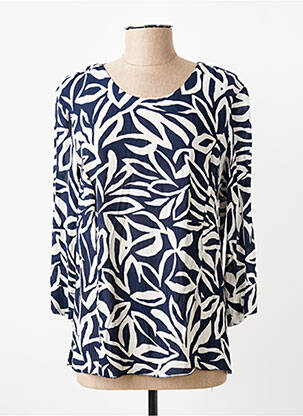 Blouse imprimé fleurs manches 3/4 bleu GEVANA femme