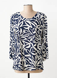 Blouse imprimé fleurs manches 3/4 bleu GEVANA femme