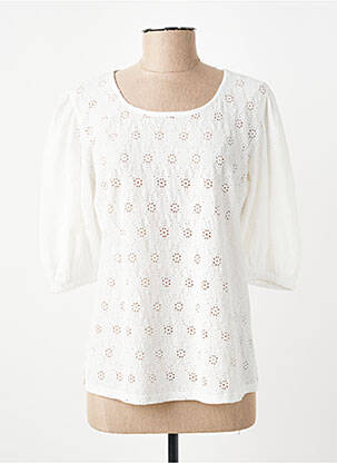 Top coupe cintrée manches 3/4 blanc GEVANA femme