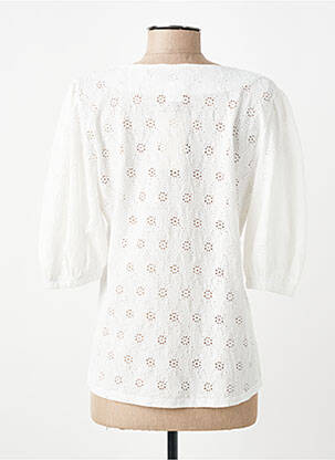 Top coupe cintrée manches 3/4 blanc GEVANA femme