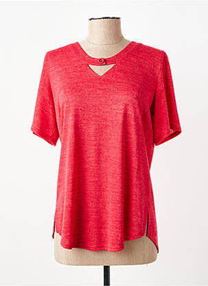 T-shirt col v manches courtes rouge GEVANA femme