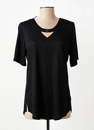 Top tissage jersey manches courtes noir GEVANA femme
