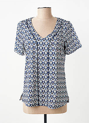 T-shirt col v manches courtes bleu GEVANA femme