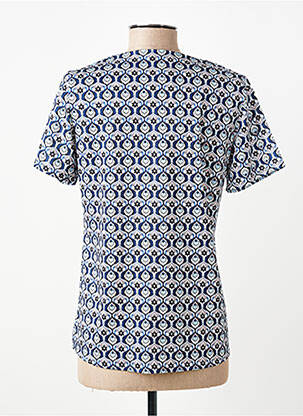 T-shirt col v manches courtes bleu GEVANA femme
