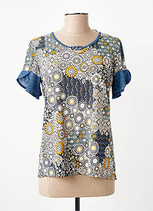 Top tissage jersey manches courtes bleu GEVANA femme