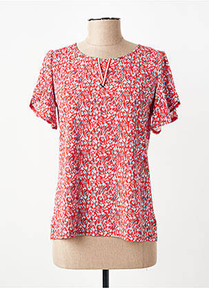 Top tissage crêpe manches courtes rouge GEVANA femme