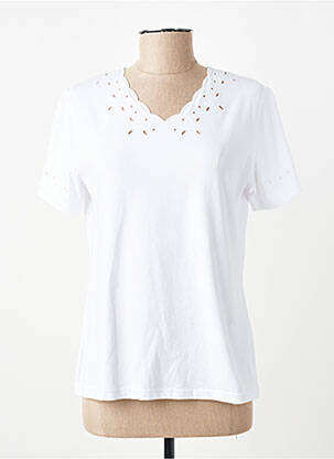 T-shirt col v manches courtes blanc GEVANA femme