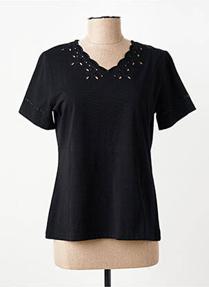 T-shirt col v manches courtes noir GEVANA femme