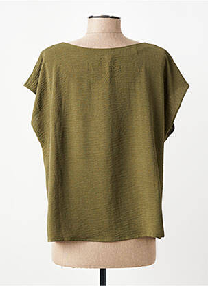Top tissage crêpe manches courtes vert GEVANA femme