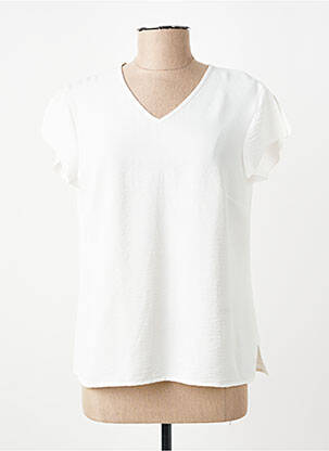 Top coupe fluide manches courtes beige GEVANA femme