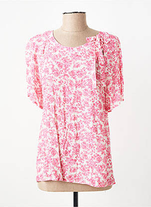 Blouse imprimé fleurs manches courtes rose GEVANA femme