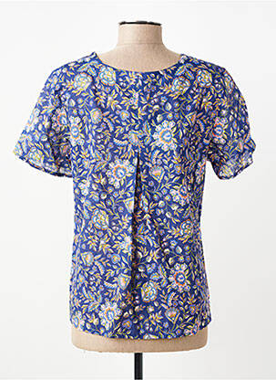 Blouse imprimé fleurs manches courtes bleu GEVANA femme