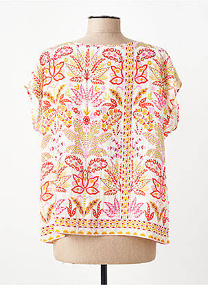 Blouse imprimé fleurs manches courtes beige GEVANA femme