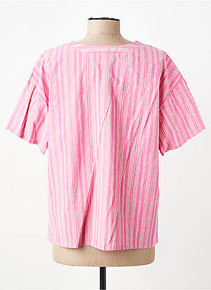 Blouse col v manches courtes rose GEVANA femme