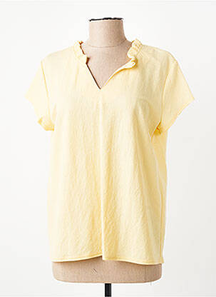 Blouse tissage crêpe manches courtes jaune GEVANA femme