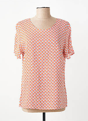 Blouse imprimé fleurs manches courtes orange GEVANA femme