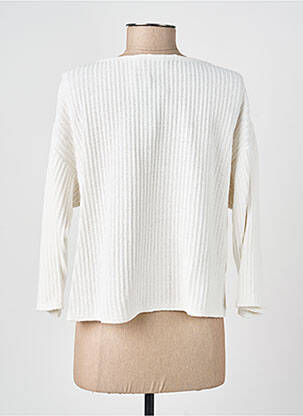 Pull coupe droite manches longues blanc GEVANA femme