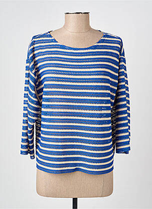 Pull coupe droite manches longues bleu GEVANA femme