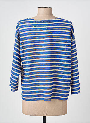 Pull coupe droite manches longues bleu GEVANA femme
