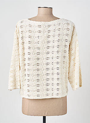 Pull coupe droite manches longues beige GEVANA femme