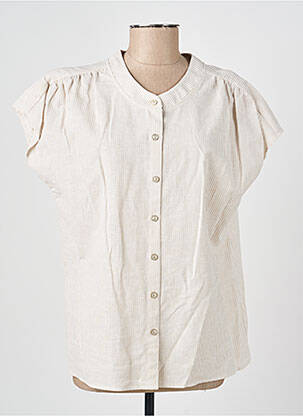 Chemisier imprimé fantaisie manches courtes beige GEVANA femme