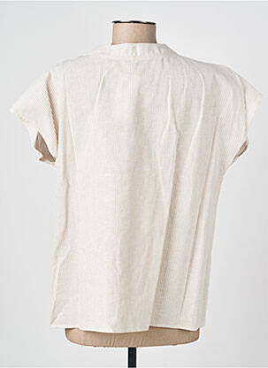 Chemisier imprimé fantaisie manches courtes beige GEVANA femme