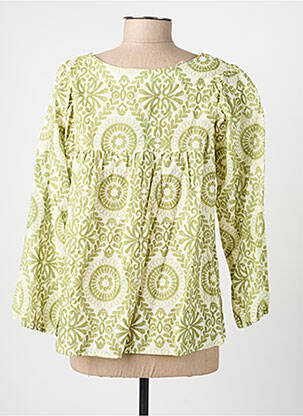 Chemisier tissage crêpe manches 3/4 vert GEVANA femme