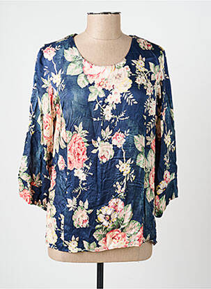 Blouse imprimé fleurs manches 3/4 bleu GEVANA femme
