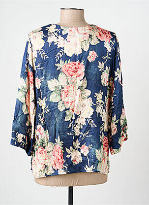 Blouse imprimé fleurs manches 3/4 bleu GEVANA femme