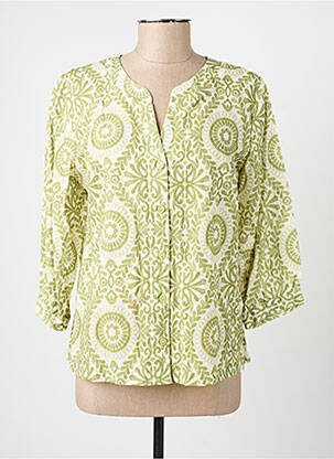 Chemisier tissage crêpe manches 3/4 vert GEVANA femme