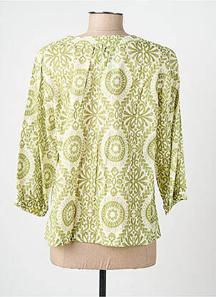 Chemisier tissage crêpe manches 3/4 vert GEVANA femme