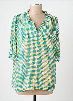 Blouse légère et transparente manches courtes vert GEVANA femme