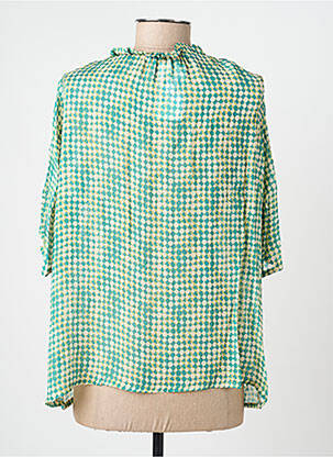 Blouse légère et transparente manches courtes vert GEVANA femme