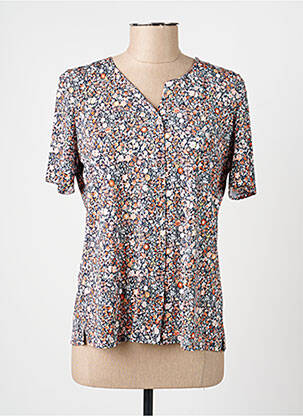 Chemisier manches courtes manches courtes bleu GEVANA femme