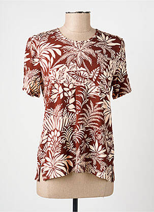 T-shirt imprimé fantaisie manches courtes marron GEVANA femme