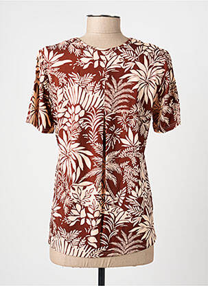 T-shirt imprimé fantaisie manches courtes marron GEVANA femme