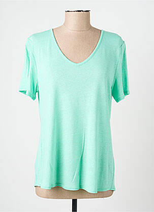 T-shirt col v manches courtes vert GEVANA femme