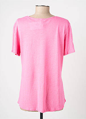 T-shirt col v manches courtes rose GEVANA femme
