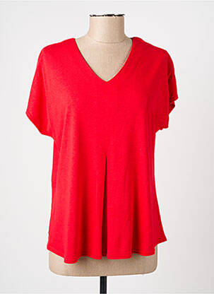 T-shirt col v manches courtes rouge GEVANA femme