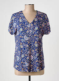 T-shirt col v manches courtes bleu GEVANA femme