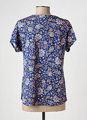 T-shirt col v manches courtes bleu GEVANA femme
