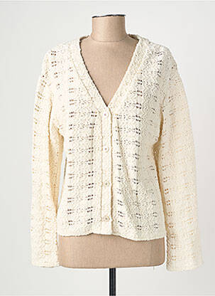 Gilet manches longues resserrée sur le bas beige GEVANA femme