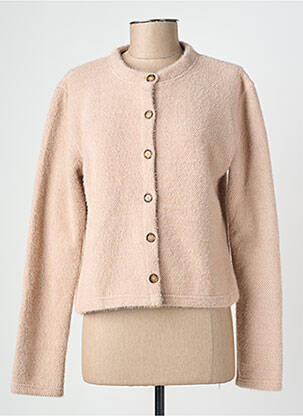 Gilet manches longues maille maille poilu beige GEVANA femme