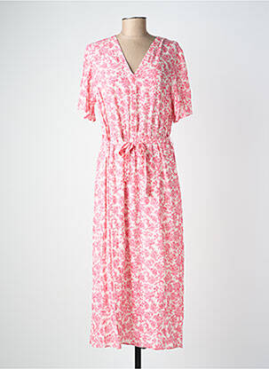 Robe longue manches courtes manches courtes rose GEVANA femme