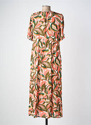 Robe longue imprimé fantaisie manches courtes rose GEVANA femme