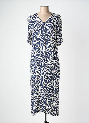 Robe longue imprimé fantaisie manches courtes bleu GEVANA femme